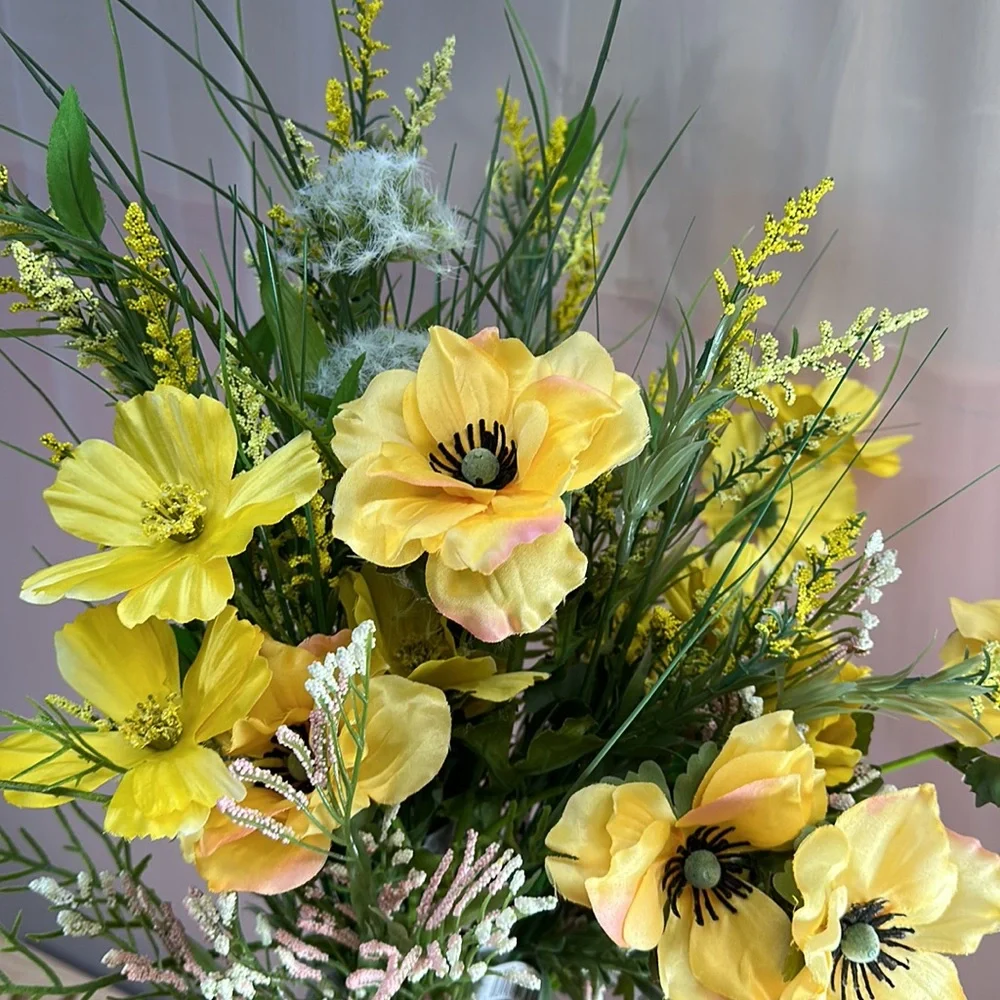Variety of Floral Flowers Yellow & Pinks-9 Steams
